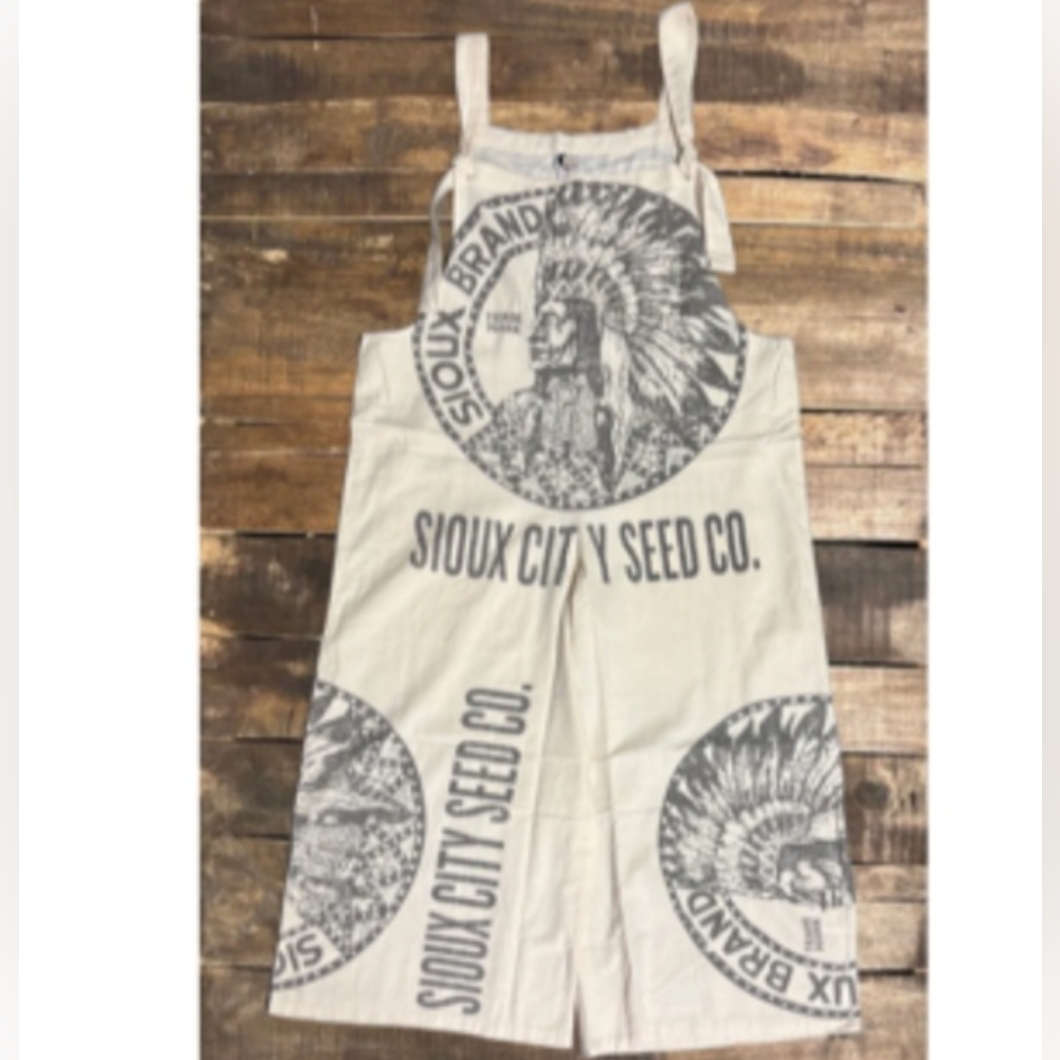 Nwt Jaded Gypsy Mercantile Flour Sack Sioux City Seed Overalls Sm/Med